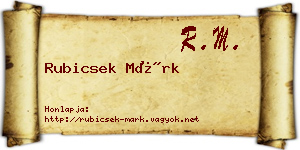 Rubicsek Márk névjegykártya